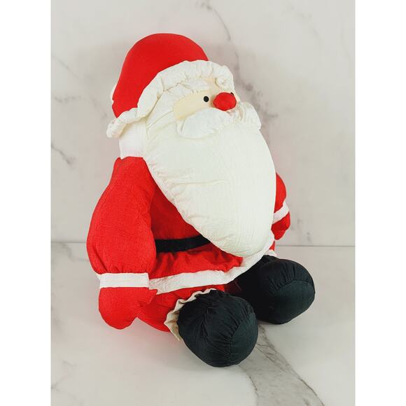 Christmas Santa Claus Polyester 12" Large Soft Plush Stuffed Toy 1978 Korea Vtg - Picture 4 of 16